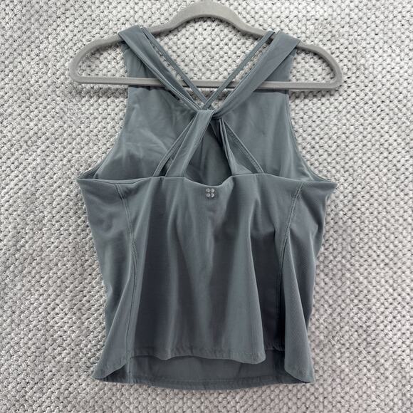 Sweaty Betty Active Top Womens L Gray Padded Bra Strappy Back Gym Yoga Workout - Picture 4 of 7